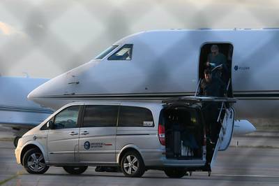 Jorge Messi, father and agent of Lionel Messi, arrives at Barcelona airport on Wednesday. AFP