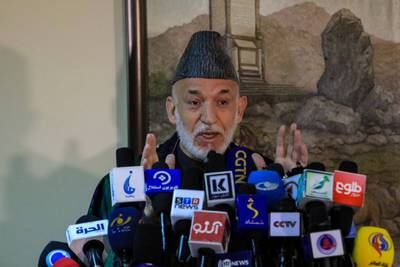 Former Afghan president Hamid Karzai on February 13. EPA