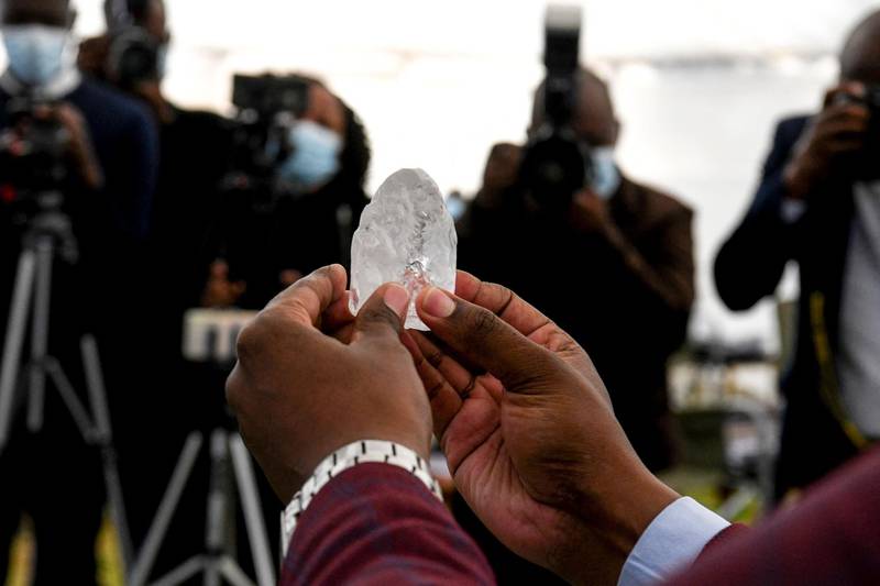 The stone was presented to President Mokgweetsi Masisi on Wednesday by Debswana Diamond Company's acting managing director Lynette Armstrong. AFP