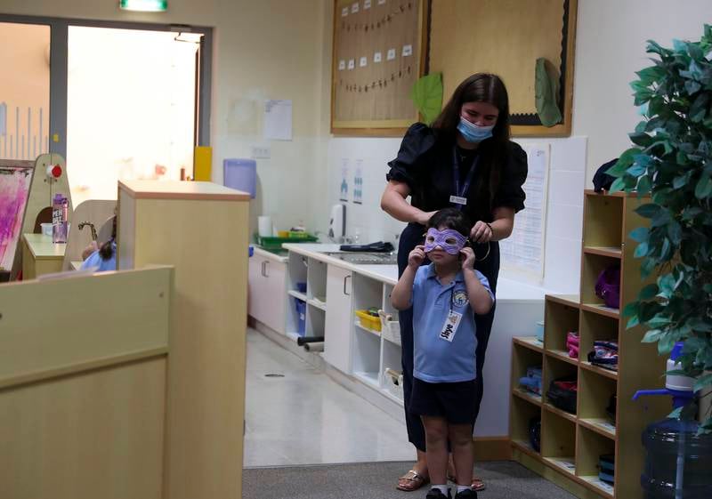 Nursery-age children return to The British School Al Khubairat.