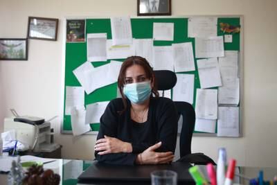 Principal Nadine Chabab, 42, in her office. She is dedicated to her young charges and creating a brighter future for Lebanon.