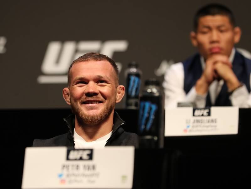 UFC bantamweight Petr Yan speaks at the press conference before UFC 267.