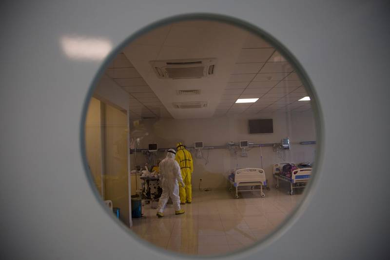 Medical staff in the intensive care unit in Al Emarat hospital in Erbil, the capital of the Kurdistan Region in Iraq.  EPA