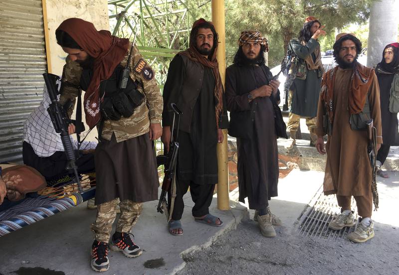 A group of Taliban fighters in Panjshir. The militants claim to have control of much of the area, following clashes with opposition groups. AP Photo