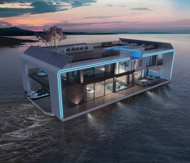 The floating resort will be home to 12 luxury Neptune boat villas.