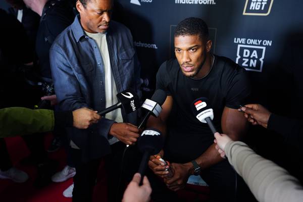 Anthony Joshua at the launch party at Battersea Power Station in London for his fight against Jermaine Franklin. PA