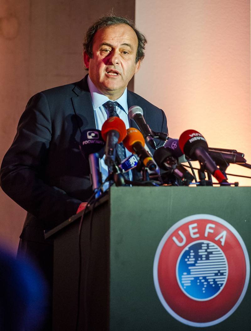Some hoped Uefa president Michel Platini would run against Sepp Blatter in next year’s Fifa presidential election but Platini has said he will not stand for football’s top office. AFP PHOTO PHILIPPE HUGUEN