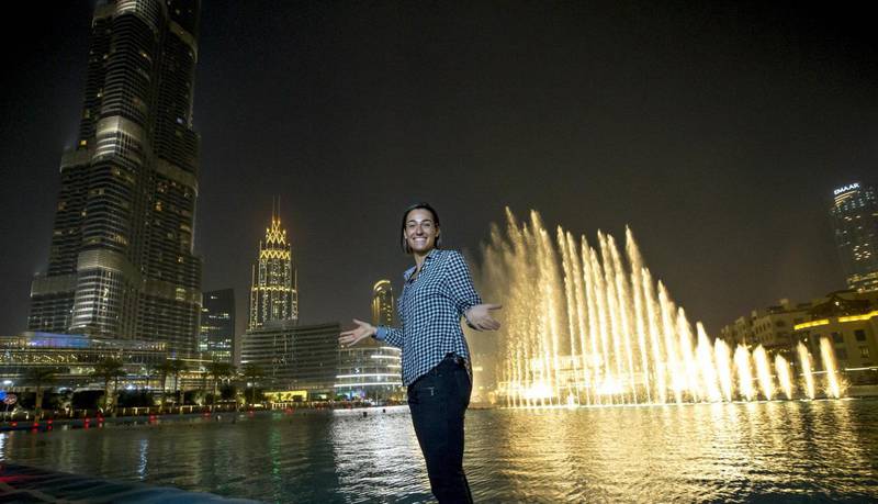 Caroline Garcia at Dubai Fountain. Courtesy Dubai Duty Free Tennis Championships