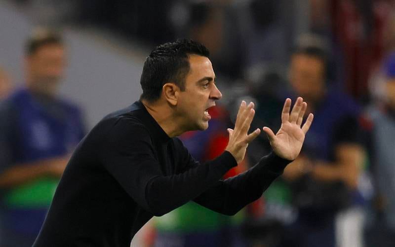 Barcelona coach Xavi Hernandez is frustrated on the sidelines. EPA