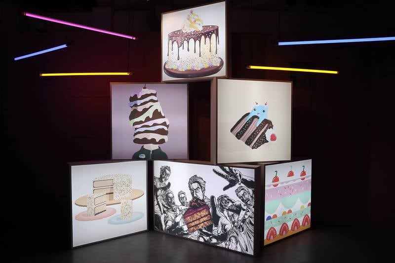 The artwork on display in the Cake and Sprinkles exhibition.  