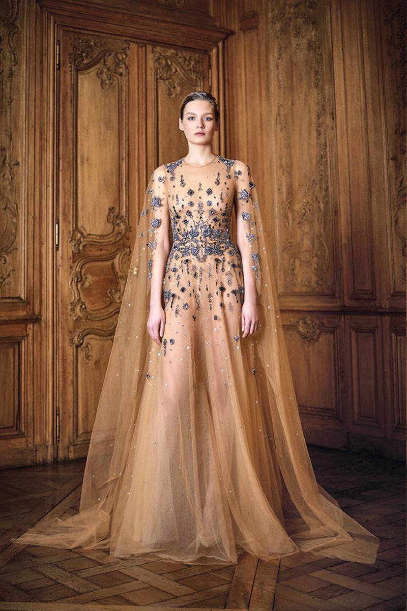 A tulle embroidered gown