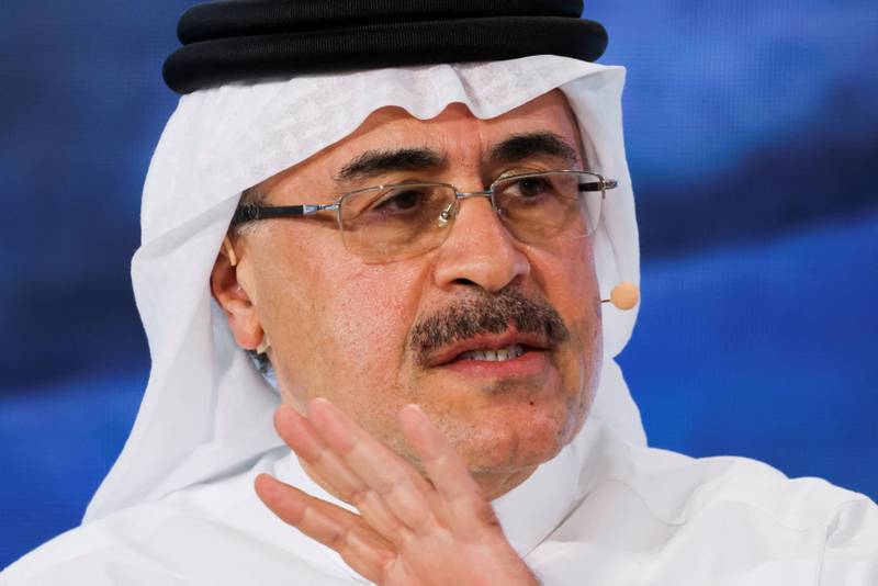 President chief executive of Saudi Aramco Amin Nasser speaks during the Saudi Green Initiative Forum in October 2021. Reuters