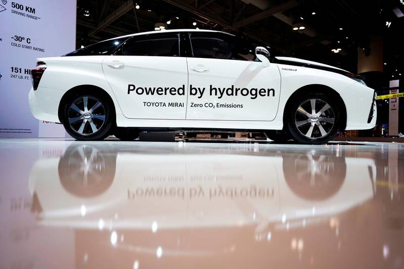 A Toyota Mirai hydrogen-powered fuel cell electric vehicle is seen at the Canadian International AutoShow in Toronto, Ontario, Canada, February 13, 2019.   REUTERS/Mark Blinch