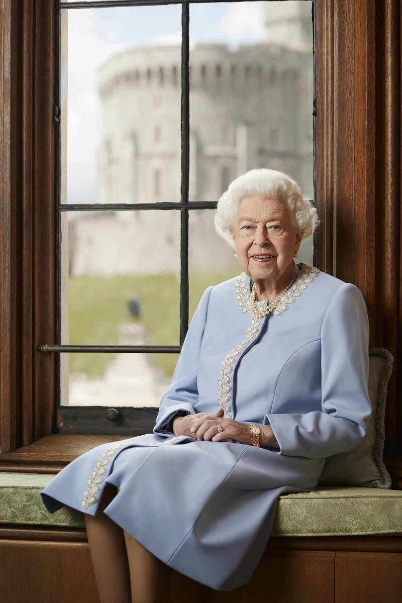 The most recent official portrait of Queen Elizabeth II, at Windsor Castle, was for her platinum jubilee. The image is part of the Platinum Jubilee: The Queen's Coronation exhibition, on view at Windsor Castle until September 26. Photo: Ranald Mackechnie