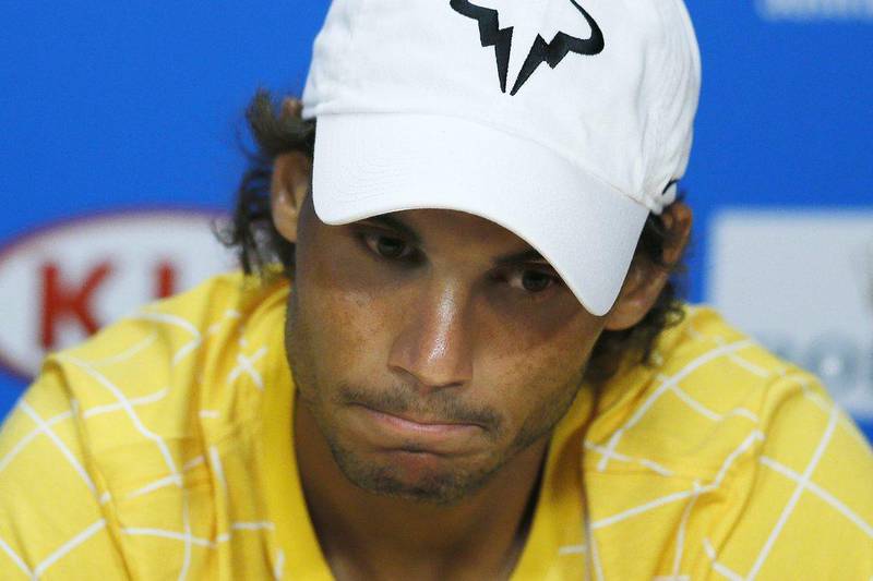 Rafael Nadal of Spain reacts during a press conference after losing his first round match against his compatriot Fernando Verdasco at the Australian Open Grand Slam tennis tournament in Melbourne, Australia, 19 January 2016. Nade Nagi / EPA