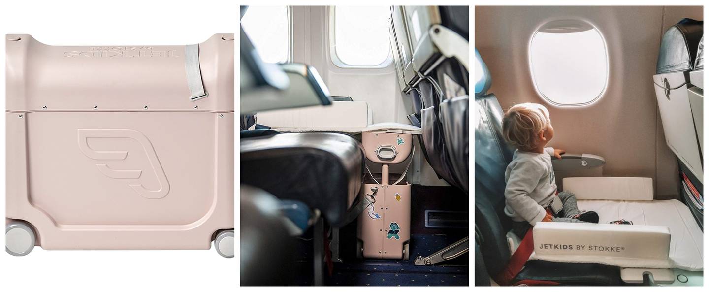 La Jetkids Bedbox V2 de Stokke peut être utilisée comme bagage à main et transforme les sièges d'avion en lits pour les tout-petits.  Photo: Stokke
