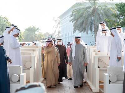 Mohamed bin Zayed receives King Hamad of Bahrain - in pictures