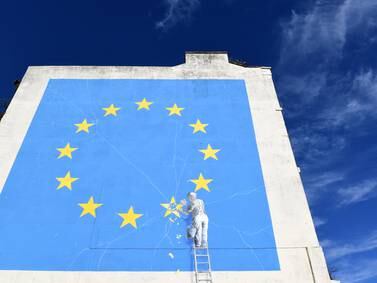 The Brexit-inspired mural by British street artist Banksy in Dover. EPA