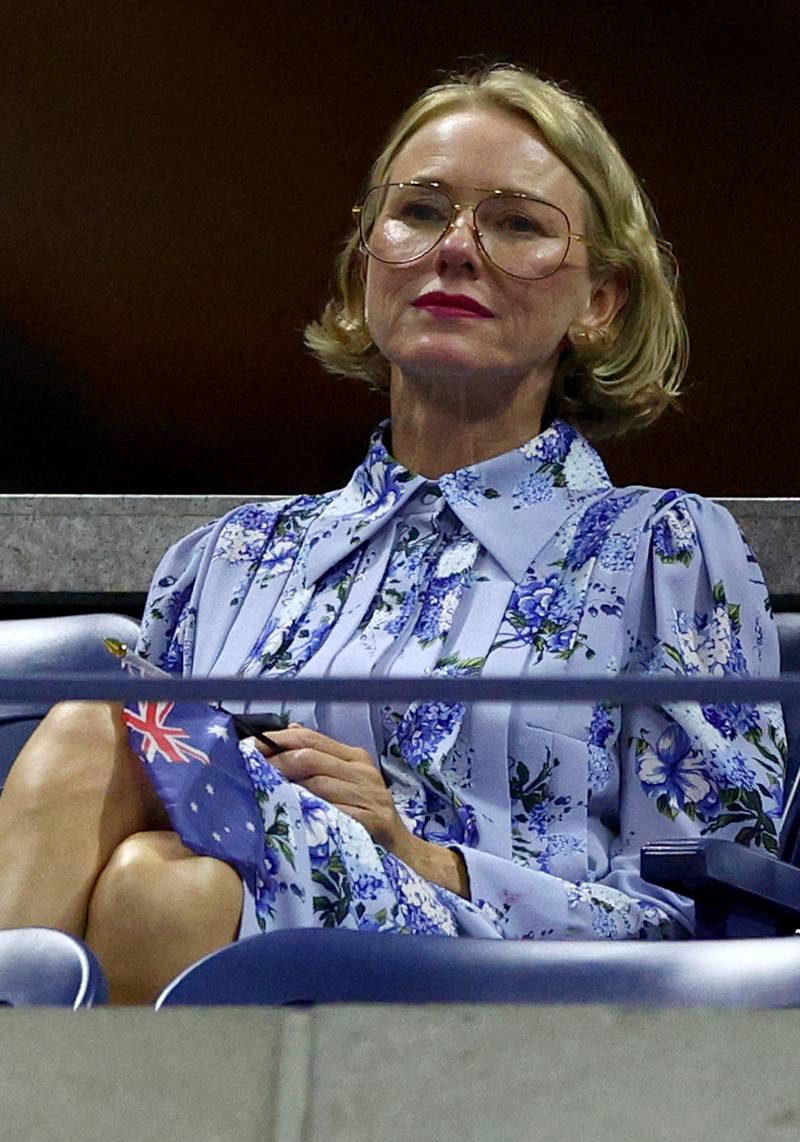 Aussie actress Naomi Watts watches the match between Kyrgios and Khachanov. Getty Images / AFP