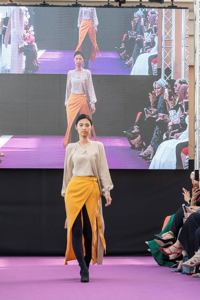 DUBAI, UNITED ARAB EMIRATES. 07 MARCH 2019. Dubai Modest Fashion Week Day 1 at the Emerald Palace Kempinski. Imen Bousnina, Austria. (Photo: Antonie Robertson/The National) Journalist: Hafsa Lodi. Section: National.
