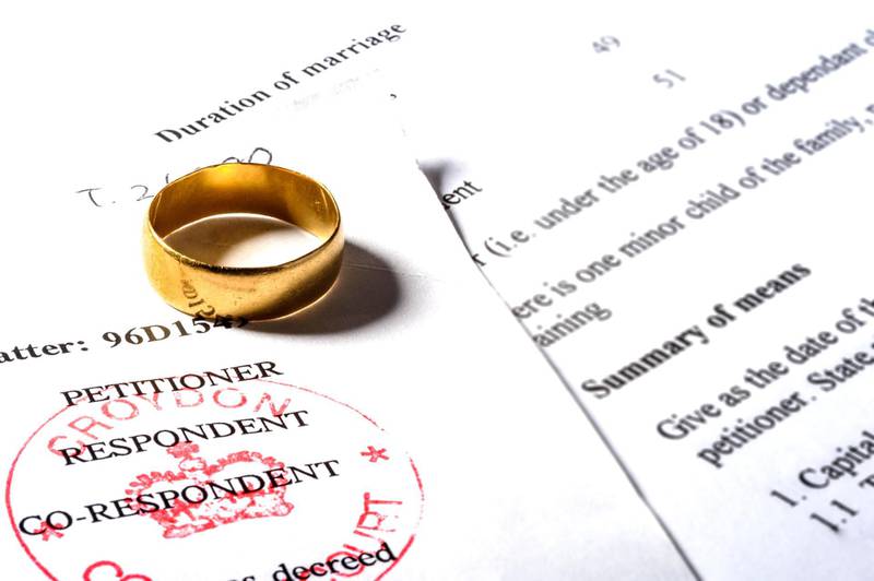 F106PP Wedding ring and decree absolute. Divorce papers.