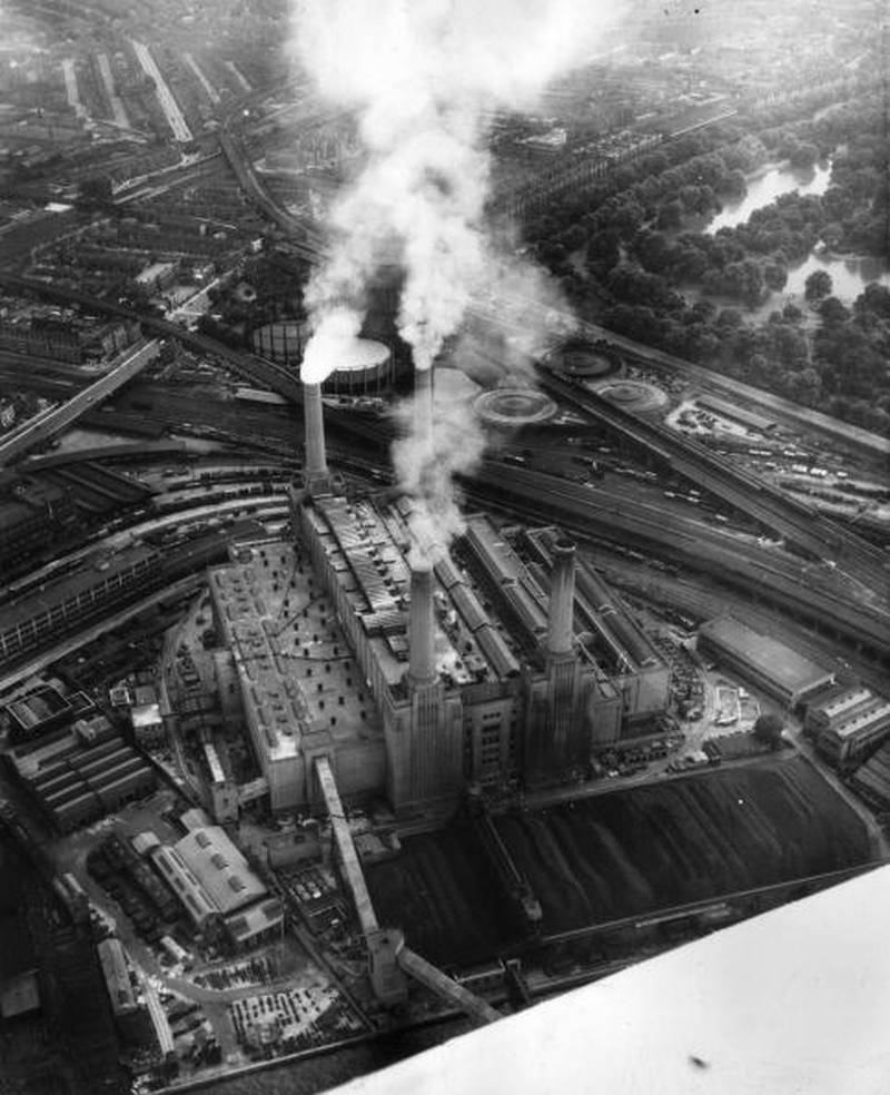 An aerial view of Battersea Power Station in 1955.  Getty Images