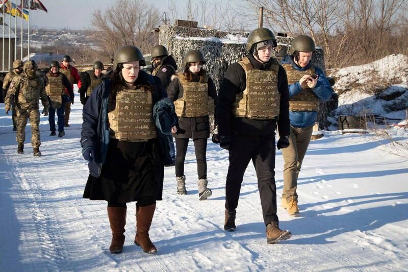 Alicia Kearns on a foreign affairs committee trip to the frontline in the Donbas area in January this year.