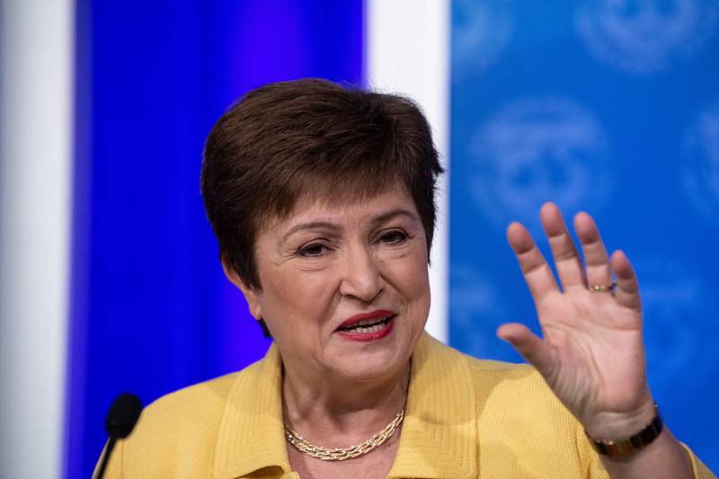 (FILES) In this file photo taken on March 04, 2020 IMF Managing Director Kristalina Georgieva speaks at a press briefing on COVID-19 in Washington, DC. - Despite some signs of recovery, the global economy faces continued challenges, including the possibility of a second wave of COVID-19, and governments should keep their support programs in place, IMF chief Kristalina Georgieva said July 16, 2020. (Photo by NICHOLAS KAMM / AFP)