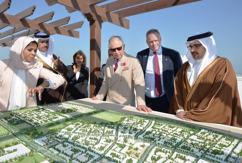 Prince Charles during a visit to the Tubil Bay regeneration project in Bahrain in 2016.
