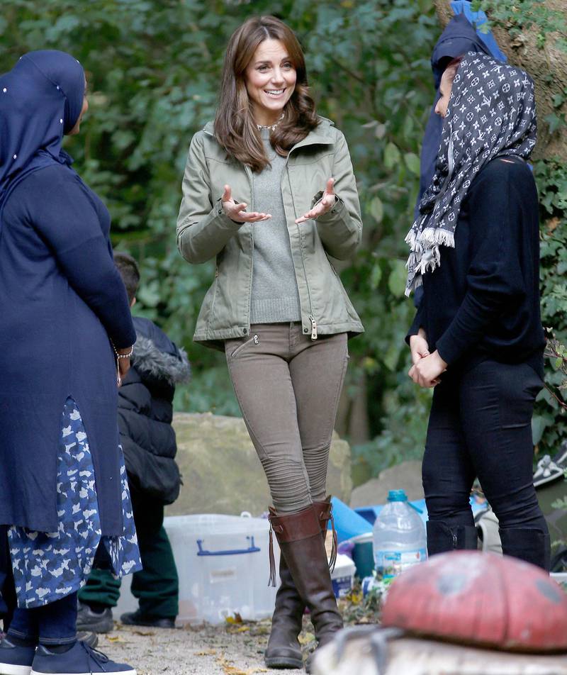 The Duchess of Cambridge talks to parents at Sayers Croft Forest School and Wildlife Garden at Paddington Recreation Ground, London. (Photo by Peter Nicholls/PA Images via Getty Images)