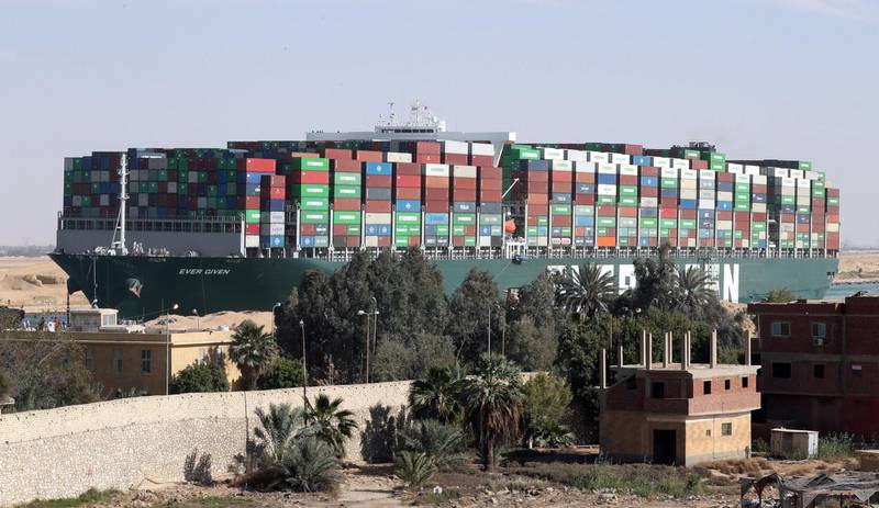 The container ship 'Ever Given' is moving in the Suez Canal, Egypt. The Suez Canal Authority on 29 March said that traffic is to resume after the large container ship 'Ever Given' was refloated. EPA