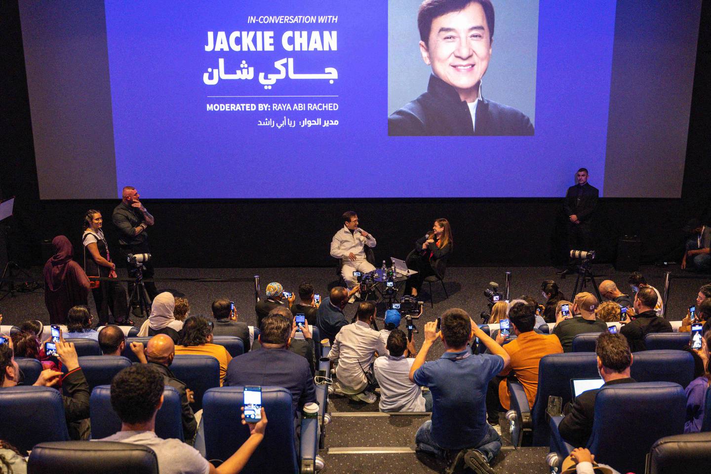 Jackie Chan speaks about his early experiences in Hollywood at the Red Sea International Film Festival. Photo: AFP