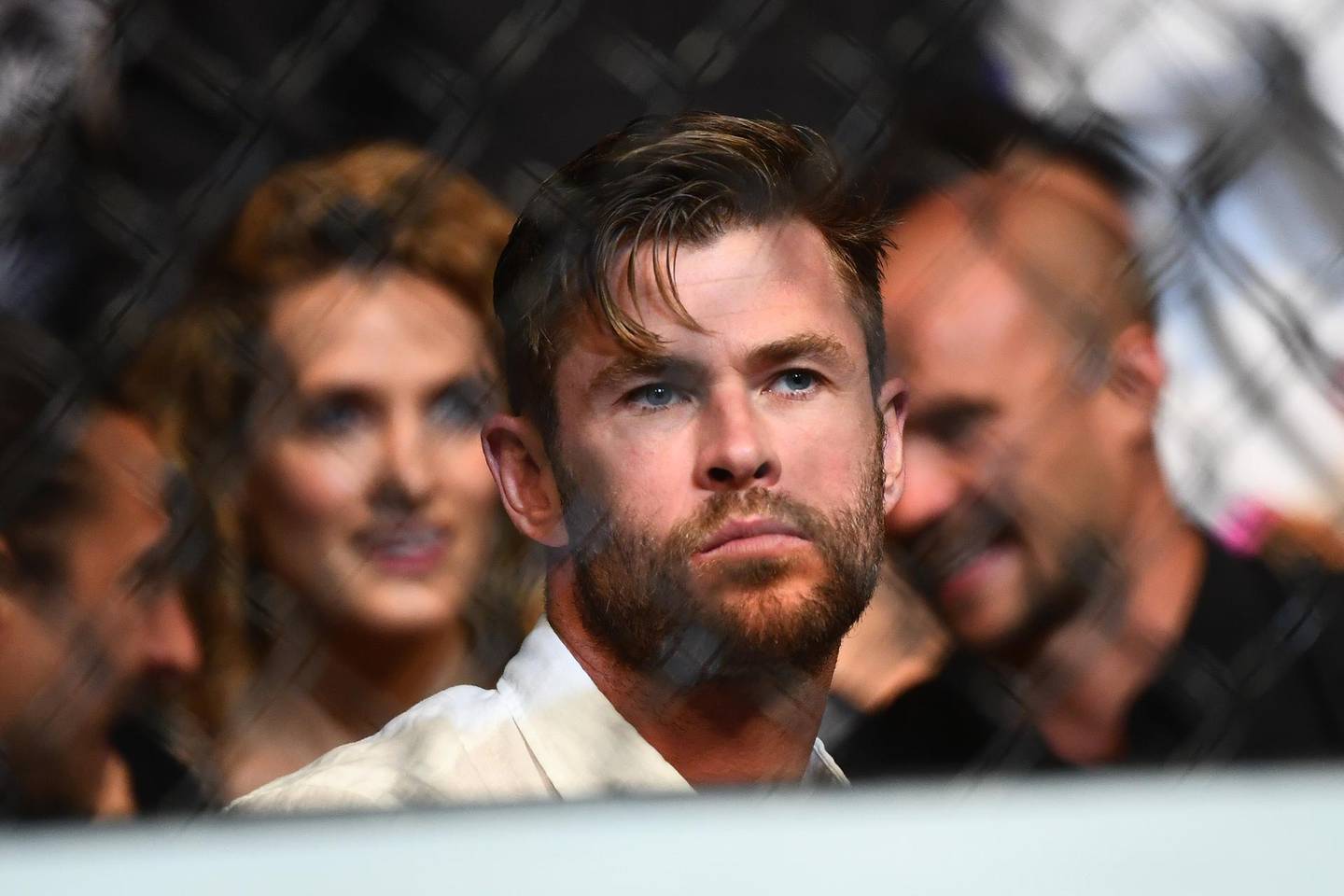 MELBOURNE, AUSTRALIA - FEBRUARY 10: Chris Hemsworth sits ringside during UFC234 at Rod Laver Arena on February 10, 2019 in Melbourne, Australia. (Photo by Quinn Rooney/Getty Images)