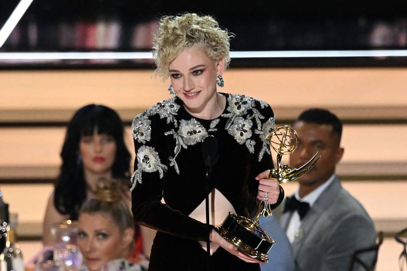 Julia Garner accepts the award for Outstanding Supporting Actress In A Drama Series for 'Ozark'. AFP