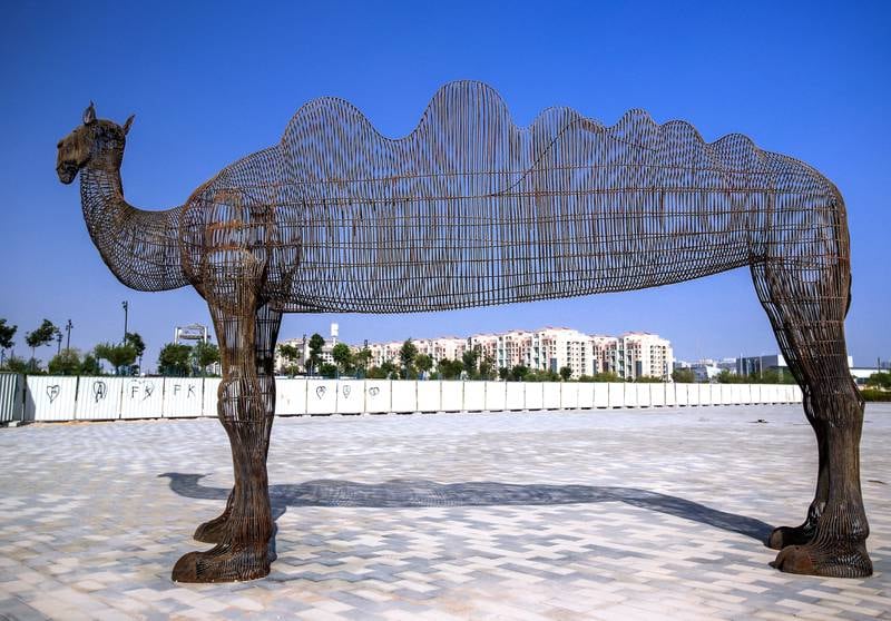 The Masdar Park camel art installation in Masdar City, Abu Dhabi. Victor Besa / The National