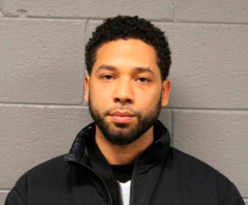 This Feb. 21, 2019 photo released by the Chicago Police Department shows Jussie Smollett. Police say the "Empire" actor turned himself in early Thursday to face a charge of making a false police report when he said he was attacked in downtown Chicago by two men who hurled racist and anti-gay slurs and looped a rope around his neck. (Chicago Police Department via AP)