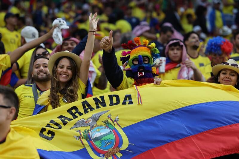 Ecuador fans are in good spirits ahead of the country's World Cup opener against host nation Qatar at Al Bayt Stadium in Al Khor City. EPA