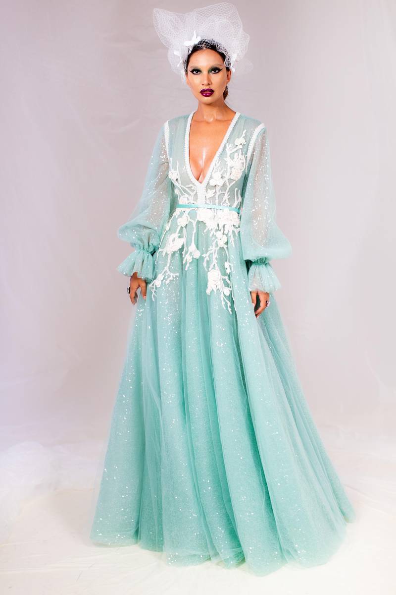 Amato presented this embroidered gown at Arab Fashion Week. Courtesy AFW