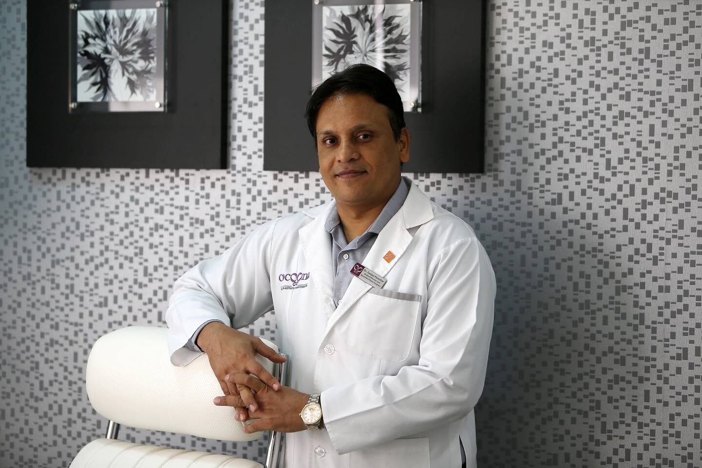 DUBAI , UNITED ARAB EMIRATES : Nov 11 , 2013 :- Dr Sanjay Parashar , Plastic Surgeon at his office in the Cocoona Clinic on Al Wasl road in Dubai. ( Pawan Singh / The National ) . For News. Story by Ramola *** Local Caption ***  PS1111- SURGEON07.jpg
