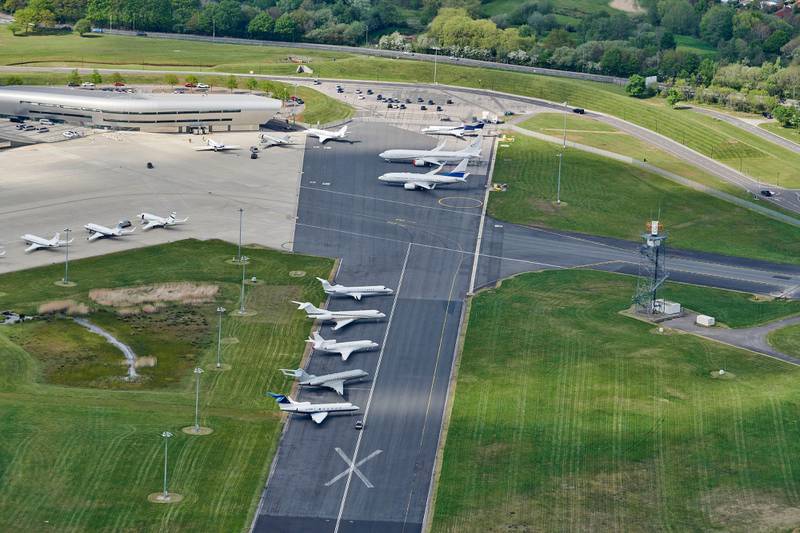Farnborough Airport in southern England, where a private jet has been impounded by UK authorities. Photo: Alamy