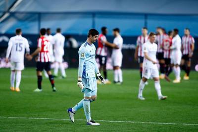 Real Madrid goalkeeper Thibaut Courtois after the Spanish Super Cup defeat. Getty Images