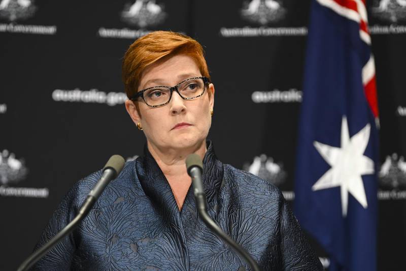 epa08351913 Australian Foreign Minister Marise Payne speaks to the media during a press conference at Parliament House in Canberra, Australia, 09 April 2020. According to media reports, Payne announced that Australians who were left stranded in Argentina, Peru and South Africa amid the coronavirus pandemic will be given the chance to fly back home with three chartered Qantas flights. Payne reportedly added that the Australian government is looking into similar options to repatriate citizens stranded in the Philippines and India.  EPA/LUKAS COCH AUSTRALIA AND NEW ZEALAND OUT