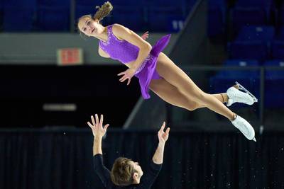 Canada's Brooke Mcintosh and Benjamin Mimar compete at the Skate Canada International figure skating contest in Vancouver, British Columbia. AFP