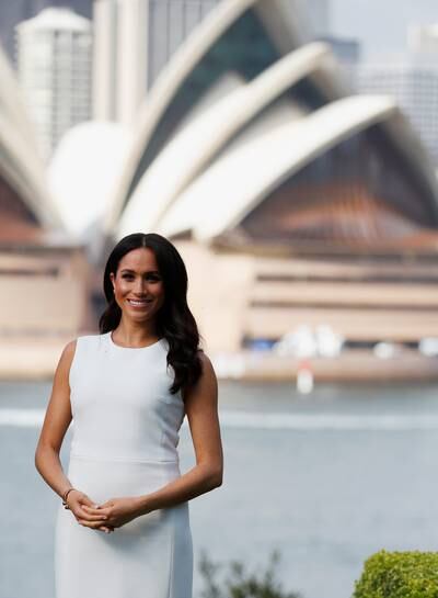 Meghan poses in Sydney during a tour of Australia, Fiji, Tonga and New Zealand, in October 2018. Getty Images