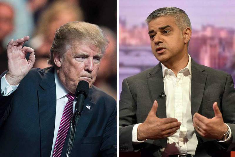 Republican presidential contender Donald Trump’ (left) said London's newly elected mayor Sadiq Khan could be exempted from a proposed ban on Muslims entering the United States. Brendan Smialowski/AFP,  Jeff Overs/Reuters