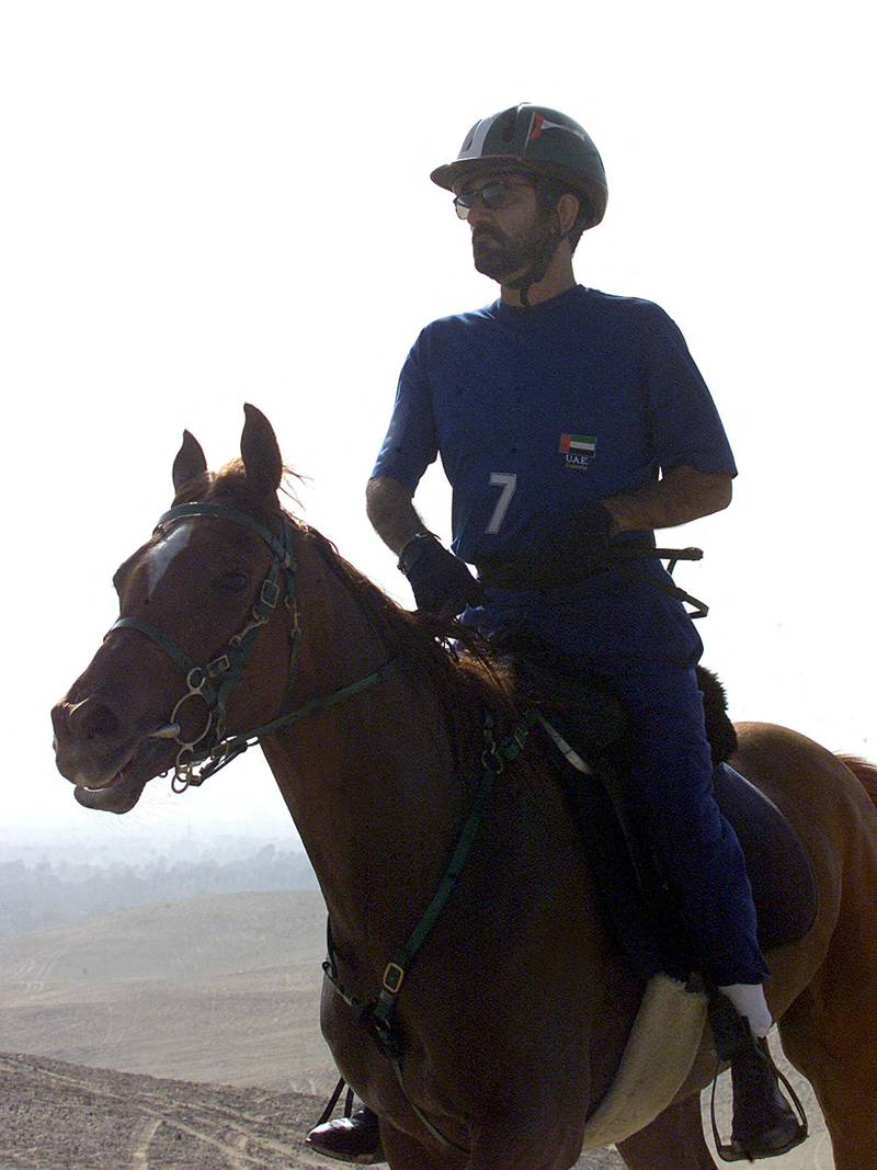 In the race, Sheikh Mohammed rode Faih, a chestnut gelding.