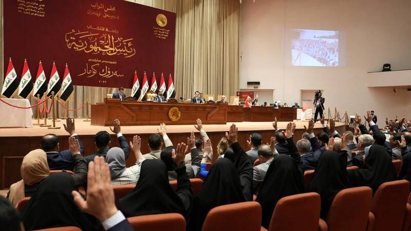 Iraqi lawmakers attend a session of parliament in Baghdad on 30 March, 2022. EPA