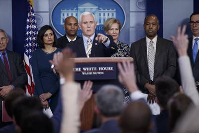 US Vice President Mike Pence takes a question during a news conference in the briefing room of the White House. Bloomberg