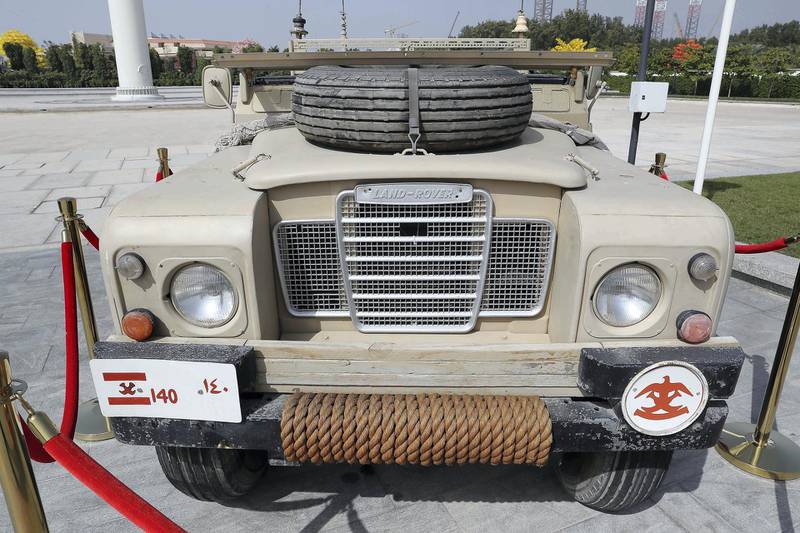 DUBAI , UNITED ARAB EMIRATES , JAN 25 – 2018 :- Land Rover 109 Wireless, 1974 model used by the UAE Armed Forces from 1974 to 1983 on display at the UAE Armed Forces Exhibition held at Etihad Museum in Dubai. (Pawan Singh / The National) For Arts & Life. Story by John Dennehy 