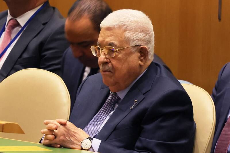 Palestinian President Mahmoud Abbas attends an observation of the 75th anniversary of the Nakba at the UN in New York, on May 15. AFP